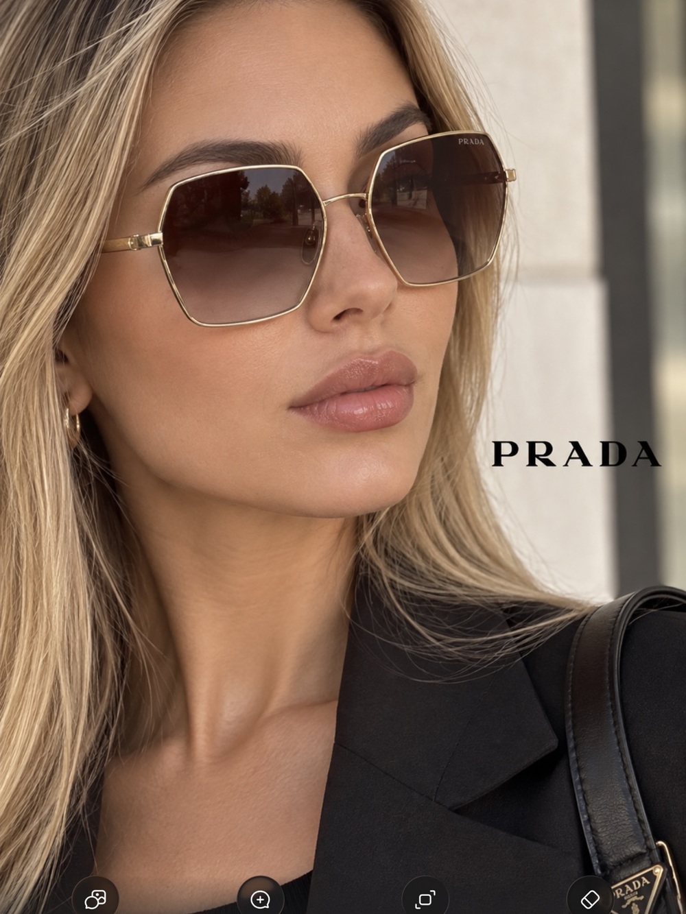Prada Gold Hexagonal Frame with Brown Gradient Lenses